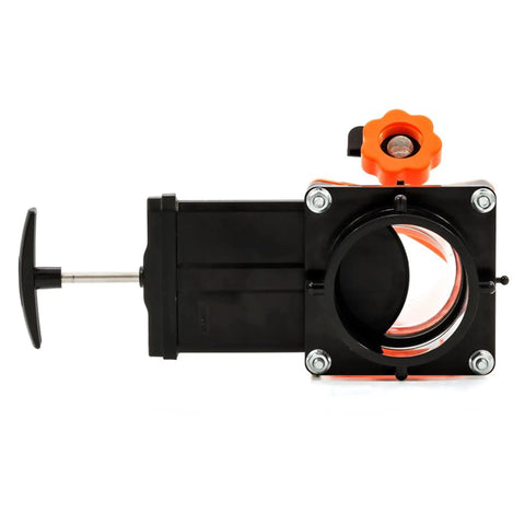 Rhino Blaster Pro Holding Tank Rinser with gate valve for RV sewer cleanup, high pressure jet flush and backflow prevention side view