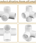Beefy 20 Pack Half Inch PVC 4 Way Fittings For SCH40 Piping Furniture Grade UV Resistant Connectors shown from all angles.
