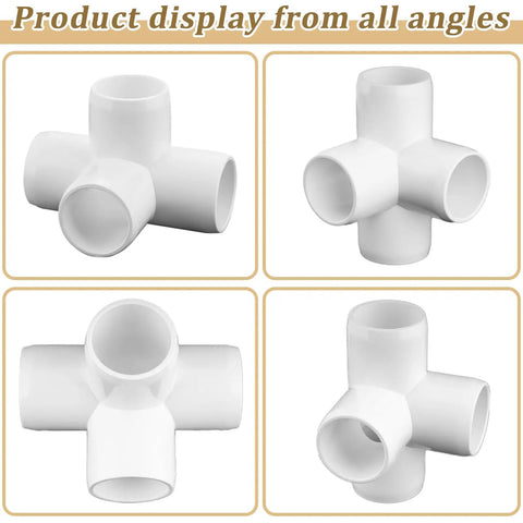 12 Pack 1 Inch PVC Fittings 4 Way Cross For Sch40 PVC Pipe Furniture Grade UV Resistant Garden Shelf Greenhouse DIY Projects