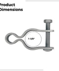 Two Pack Chain Link Fence Hinge Set in Silver Galvanized Steel showing 1.38 Inch OD dimensions with bolt.