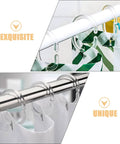 48 Pack Plastic Shower Curtain Hooks For Bathroom Rods, Smooth Glide Curtain Hangers seen on white and silver rods with curtains