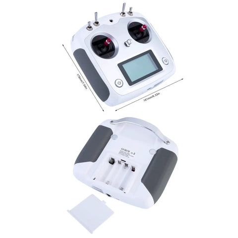Front and back view of I6S Transmitter 2 4G AFHDS 2A RC Rig Controller With Touchscreen 10CH And FS IA6B 6CH Receiver