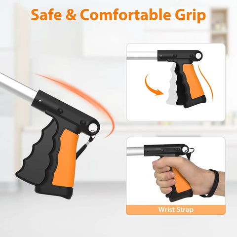 2-Pack 43-Inch Extra Long Grabber Reacher Tool With Foldable Design, 360-Degree Rotating Jaw, Magnetic Claw, 4-Inch Wide Grabber, Heavy-Duty Trash Picker For Seniors And Mobility Aids