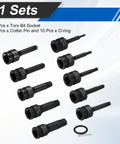Ten Piece Half Inch Drive Torx Socket Set T20 To T80 6 Point Star Bits Cr Mo Steel Heavy Duty Impact Grade With Cotter Pins And O Rings For Garage Workshop And Automotive Repairs