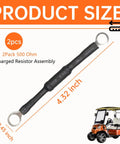 2 Pack Pre Charge Resistor Assembly 500 Ohm 6.5 Watt Fits Ezgo 48V Golf Carts shown with dimensions 4.32 inch and 0.45 inch.