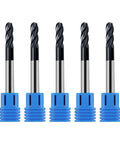Image of Five Pack Quarter Inch Ball Nose Carbide End Mills ALTiN Coated, Four Flute CNC Milling Bits for Alloy and Hardened Steels