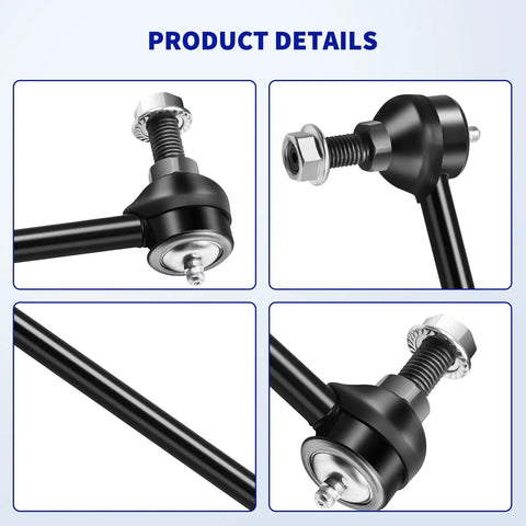 Front Stabilizer Sway Bar End Link Kit For Chrysler Town And Country 1996 To 2016, Voyager 2000 To 2003, Dodge Caravan 1996 To 2007, Grand Caravan 1996 To 2020 2 Pack Built Tough For Smooth Ride And Precise Handling Easy Install, black steel end link close-up