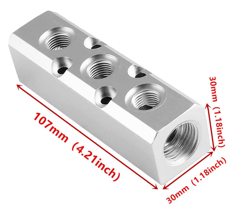 3 Way Pneumatic Manifold Air Distribution Block With Aluminum Alloy Construction Heavy Duty And High Pressure Resistant Durable