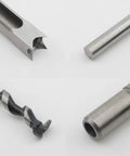 Pro Grade Three Piece Woodworking Square Hole Drill Bit Set With Mortising Chisels And Countersink Bits, High Carbon Steel, close-up view