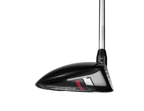Big Bertha Fairway 3 Wood Graphite Regular Flex With Forgiving Shape For Easy Launch, side view of black and red club head