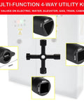 Heavy Duty 17 Inch Water Meter Key And Shut Off Tool With Four Way Utility Socket for electric and water valves, shown in detail.