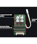 Rock Solid 10S 30A BMS Protection Board For 36V Lithium 18650 Cells with transistors and temperature sensor features.