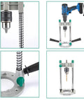 Adjustable Drill Guide And Stand For Precise Drilling, 1.5mm To 13mm Chuck, 90 Degree Vertical Positioning, close-up and full view