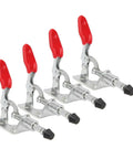 Rock Solid Fixed Toggle Clamp With Hold Down Push Pull GH-301-AM, 45kg Capacity; 4-piece set with red ergonomic grips