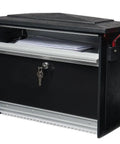 Heavy Duty Aluminum Wall Mount Mailbox With Locking Cam Lock, Medium Capacity 840 Cubic Inches, Black Finish, Easy Install, Includes Two Keys And Outgoing Mail Flag, Built To Last Outdoor Security Mailbox