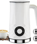 Front view of 4 In 1 Milk Frother And Warmer For Latte Cappuccino And More Auto Hot And Cold Foam Maker 11.8oz Easy Clean Dishwasher Safe.