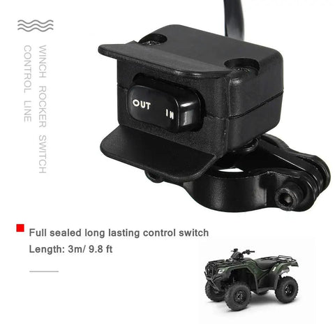 Heavy Duty 12V Winch Switch With Mounting Bracket Featuring Thumb Control Rocker for ATV UT 4 Wheeler, 3m cable included.