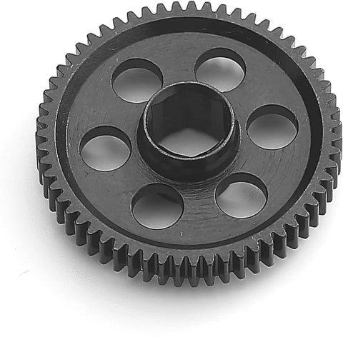 Beefy Steel Main Gear 0.5M 57T 59T RC Spur Gear For Arrma 1 By 18 Granite Grom Typhon Grom close-up of black steel gear