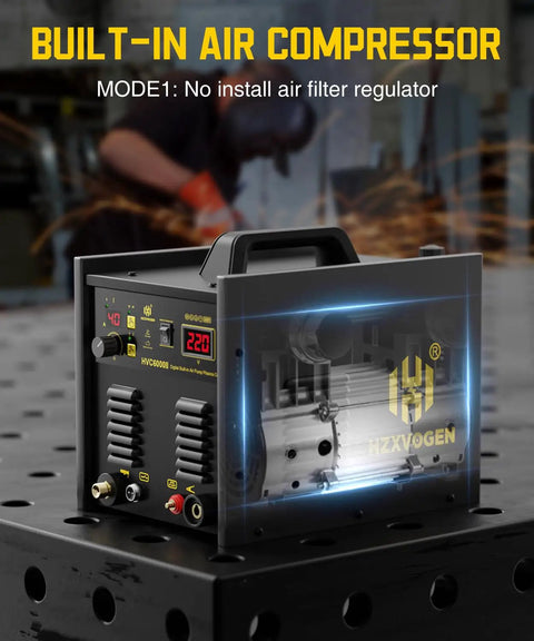 Plug And Play All In One Plasma Cutter With Built In Air Compressor, 50A Pilot Arc, 220V High Frequency Air Plasma Cutter, DC Inverter IGBT