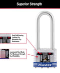 Keyed-Alike Outdoor Padlocks With Keys, Extra Long Shackle For Gate, Fence, Shed And Equipment, Durable Laminated Steel Body With Hardened Shackle, 3 Pack showing interior structure and locking mechanism