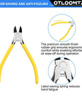 Ultra Sharp Compact Wire Cutters And Long Flat Nose Pliers 2 Pack For Crafts, yellow-handled cutters, close-up view