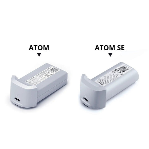 Atom SE Parallel Charging Hub Bundle With Fast Charge Batteries For The Drone, showing Atom and Atom SE battery sizes