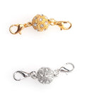 Two Pack Magnetic Locking Clasps With Rhinestone Lobster Clasps For Jewelry Making Necklace And Bracelet Extenders Vintage Metal Converter Chains DIY Craft Supplies Easy Magnetic Latch