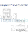 Technical drawing of 28 Sets Screw Terminal Block Connector Assortment Kit With 5.08mm Pitch Pro Grade Quality Includes 2 Pin 3 Pin 4 Pin 5 Pin Connectors For 24 To 12 AWG Cable On PCB OLA007