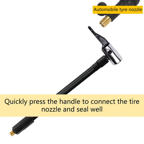 Badass Heavy Duty Nylon Wrapped Rubber Car Tire Air Inflator Hose Extension Tube Adapter Locking Chuck Secure Threaded Nozzle With Snug Seal Quick Connect Release For Bike Motorcycle Pump Valve System Easy Swapping And Tight Pressure Guarantee, braided hose with locking chuck
