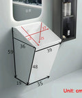 Upgrade Your Washroom Fast With This Heavy Duty Wall Mount Basin Sink Made From Solid White Ceramic And A Sleek Marble Glaze That Wipes Clean In Seconds And Saves You Major Trouble Every Time with dimensions shown.