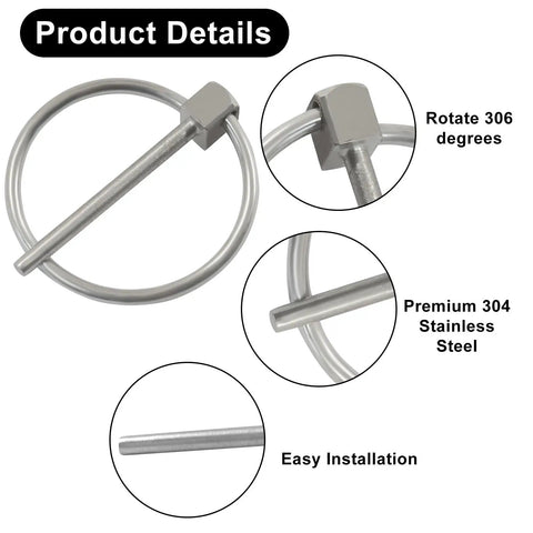 Four Pack 304 Stainless Steel Linch Pins With Ring One Eighth Inch By One And Three Eighths Inch Tough As Nails Heavy Duty Trailer Hitch Pins For Cars Trucks Trailers Boats Farm Equipment Corrosion Resistant Durable, 304 stainless steel, ring detail