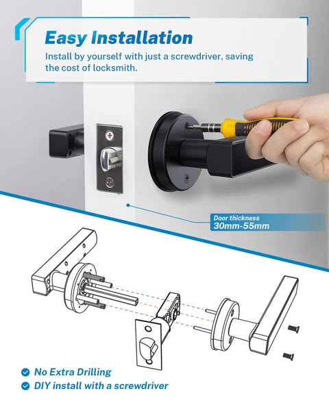 Keyless Entry Door Lock With Fingerprint, Keypad, And Handle, 5 In 1 Biometric Smart Lock For Front Door, Digital Door Lock With Card, App, And Key, Quick 0.3 Second Unlock, Great For Modern Home Security