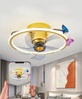 POJGVU Smart Ceiling Fans Wih Lights, 3 Color Dimmable 360 Degree Oscillating Head with Bluetooth Speaker Ceiling Fan Pendant Light in living room.