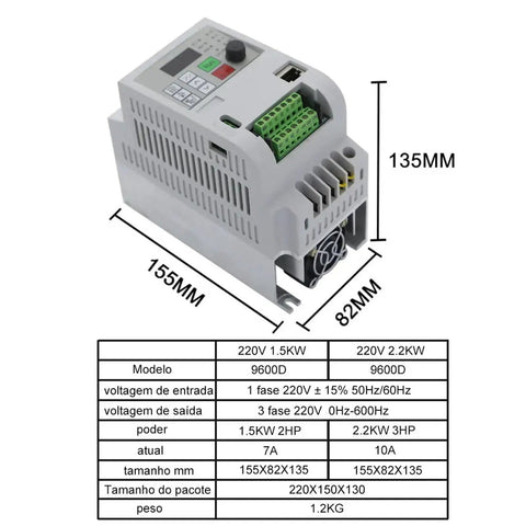 Budget Friendly 380V and 220V VFD Inverter Speed Controller for Motors Economical Variable Frequency Drive From 2.2KW To 11KW 7.5KW 10HP Version 220V Ready Smooth Reliable Motor Speed Control For Industrial Equipment, 155x82x135mm