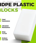 Two Pack HDPE Plastic Blocks Black 2 By 3 By 6 Inches High Density Polyethylene Cutting Board Material For Milling, Engineering, Crafting And DIY Projects, close-up view showing features like heat and abrasion resistance.