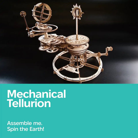 Hands On Mechanical Tellurion Three Dimensional Puzzle Wooden Model That Shows The Sun Earth Moon Cosmic Dance Explains Day And Night And Moon Phases With Realistic Orbital Motion For Science Fans And Curious Minds, wooden model