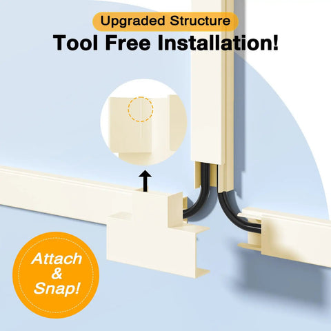 Cord Cover Wall Mount Kit 157In Beige Low Profile Cable Raceway Hider for TV Cables with tool-free installation view
