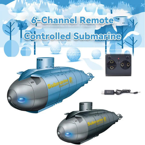 Six Channel RC Submarine Boat Waterproof For Indoor Pools Outdoor Lakes And Bathtubs with remote controller.