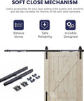 Top Shelf Sliding Barn Door Soft Close Mechanism With Premium Spring Buffer Damper Zero Hassle Setup Smooth Glide Rail Kit for easy installation.