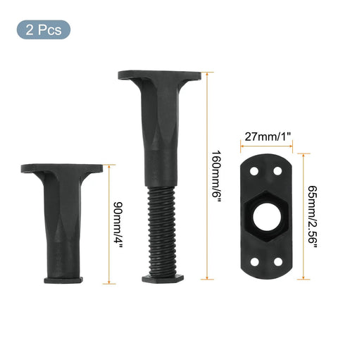 Heavy Duty Adjustable Bed Frame Support Legs With Center Slat Stabilizers That Lock Tight To Banish Every Wobble Pack Of Two components showing height measurements.