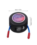 Pocket Sized Aerosol Fire Extinguisher With Heavy Duty Adhesive Mount Built For Cars And Dashboards To Quickly Snuff Out Electrical Or Chemical Fires Stashed Inside Your Daily Driver, 4cm round with red and blue handles.