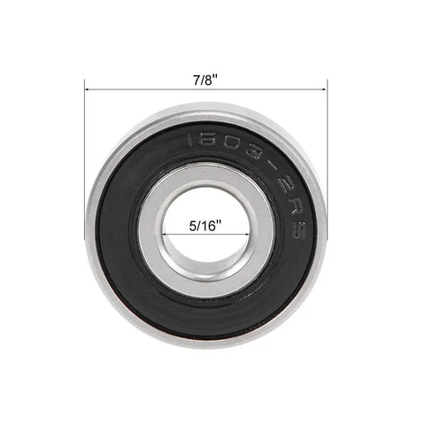 Front view of Deep Groove Ball Bearings 1603-2RS Five Sixteenth by Seven Eighth by Eleven Thirty Second Inch Double Sealed Chrome Steel GCr15