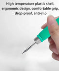 Hand holding a Six Hole T245 Soldering Handle For Precision Soldering Stations With High Temperature Silicone Grip Pro Grade Fast