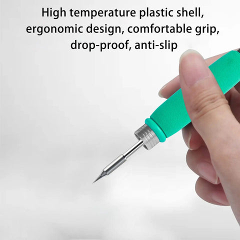 Hand holding a Six Hole T245 Soldering Handle For Precision Soldering Stations With High Temperature Silicone Grip Pro Grade Fast