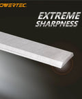 Pro Grade 6 1/8 Inch Jointer Replacement Knives For Craftsman Woodworking close-up, showcasing extreme sharpness of steel blades.