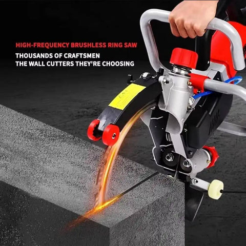 Ultra Heavy Duty Concrete Ring Saw With Pro Grade Brushless Motor and 270 Millimeter Deep Cut Capability for masonry wall drilling.