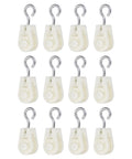 Mini Nylon Pulley Wheel 12 Pack 0.39 Inch Inner Diameter 2.32 Inch Length Plastic Pulleys Single Sheave displayed in grid layout