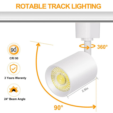 10W Dimmable LED Track Lighting Heads Pack Of 8, 24 Degree Beam, 800 Lumen Each, 3000K Warm White, Flicker Free, CRI90 Plus, H Type Track Lighting Replacements For Accent, Art, And Task Lighting, Ceiling Spotlight