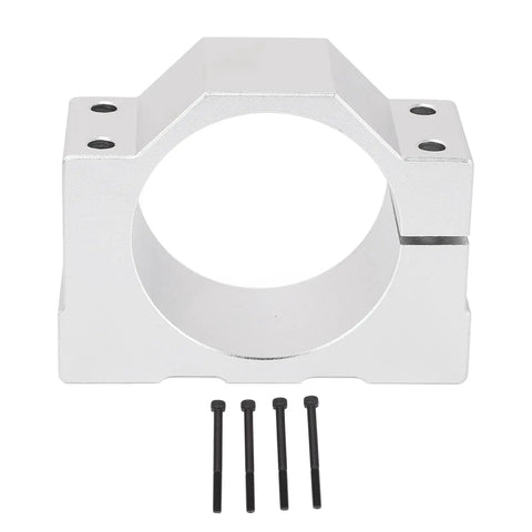 Rock Solid Top Shelf Aluminum Spindle Clamp And Motor Bracket For Cnc Machines 65Mm with four black screws for mounting.