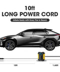 Portable Car Tire Inflator With LED Light No Fuss Auto Shut Off Digital Air Compressor showing 10ft power cord with car
